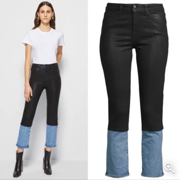 Jonathan Simkhai River High-Rise Two-Tone Stretch Straight-Leg Jeans Size 27